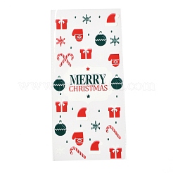 クリスマステーマのプラスチック製収納袋  チョコレート用  キャンディ  クッキーギフト包装  クリスマスの靴下の模様  27x13x0.01cm  100個/袋&nbsp;ABAG-B003-01