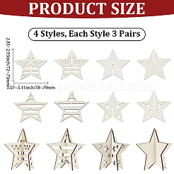 4 スタイルのクリスマステーマ未完成の木製ソリッドディスプレイデコレーション  家の装飾用品  パパイヤホイップ  スター  78x79x75mm&nbsp;DJEW-WH20002-21B