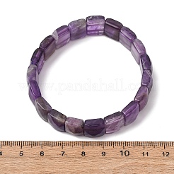 天然アメジストビーズストレッチブレスレット（ユニセックス）  多面カット四角形  ビーズ：12x10x6mm  内径：2.24インチ（5.7cm）&nbsp;G-K303-02D
