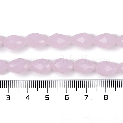 電気メッキジェイド風ガラスビーズ連売り  多面カット  ティアドロップ  パールピンク  8x6mm  穴：1.2mm  約65~67個/連  20.08インチ（51cm）&nbsp;EGLA-N013-J6mm-D01