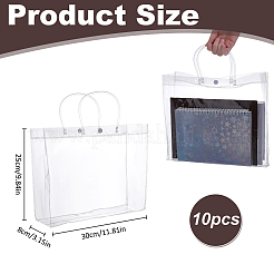 スナップボタン付きPVC収納トートバッグ  長方形  透明  30x25x7.5cm&nbsp;ABAG-WH0023-87
