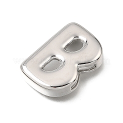 真鍮のスライドチャーム  文字L  ステンレス鋼色  文字B  25x17x5mm  穴：11x2mm&nbsp;KK-Z163-01P-B