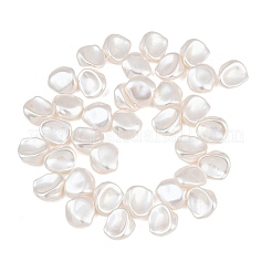 電気メッキガラスパールビーズ連売り  琵琶ビーズ  ナゲット  ホワイト  18x15x7.5mm  穴：1mm  約38個/連  15.75''（40センチメートル）&nbsp;GL-CBA64F3-02