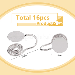 真鍮製スパイラルパッドイヤーカフ金具16個  ピアスのない耳用のワイヤーラップジュエリー.  プラチナ  16mm&nbsp;EJEW-HS0001-24P
