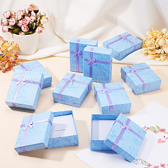 厚紙のジュエリーセットボックス  ジュエリーパッケージ用品  ちょう結びの長方形  ラベンダー  9x7x3cm&nbsp;CON-TAC0006-06C