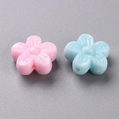 不透明なアクリルビーズ  花  ミックスカラー  15x15.5x7.5mm  穴：1.5mm  約645個/500g&nbsp;TACR-S154-40D