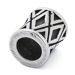 304ステンレススチールヨーロピアンビーズ  大穴ビーズ  文字xの列  アンティークシルバー  8x7mm  穴：4mm&nbsp;STAS-H219-01AS