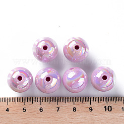 不透明なアクリルビーズ  ABカラーメッキ  ラウンド  スミレ  16x15mm  穴：2.8mm&nbsp;X-MACR-S370-D16mm-A03