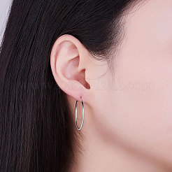 ロジウムメッキ 925 スターリングシルバー フープ イヤリング  プラチナ  25mm&nbsp;JE670A-02
