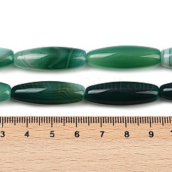 天然石縞瑪瑙/バンデットアゲートビーズ連売り  染め  ライス  グリーン  30x10mm  穴：1.2mm  約13個/連  15.35''（39センチメートル）&nbsp;G-S280-10D