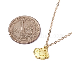 雲の顔の合金と真鍮のペンダントネックレス  アズキチェーンネックレス  ゴールドカラー  17.40インチ（442mm）&nbsp;NJEW-JN04907