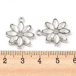 ラックメッキ合金ペンダント  ラインストーン付き  鉛フリー＆カドミウムフリー＆ニッケルフリー  花のチャーム  プラチナ  21x18x3mm  穴：1.8mm&nbsp;PALLOY-Z022-13P