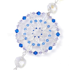 ガラスビーズの花の吊り飾り  家庭菜園の装飾用のタッセルサンキャッチャー  プラチナ  327mm&nbsp;HJEW-TA00187