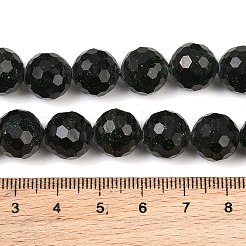 合成グリーンゴールドストーン金砂石ビーズ連売り  ラウンド  多面カット  11.5~12mm  穴：2mm  約33個/連  14.57''~14.76''（37~37.5センチメートル）&nbsp;GG-CBA199E-F03-12mm