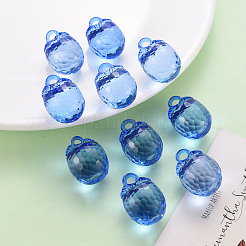 秋のテーマ透明アクリル ペンダント  多面カット  3d柿  ブルー  27.5x19.5mm  穴：4mm  約74個/390g&nbsp;LS-TACR-T024-04B-940