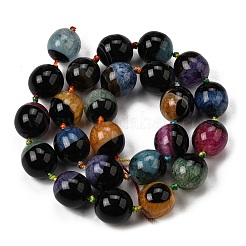 天然石瑪瑙ビーズ連売り  染め＆加熱  オーバル  ミックスカラー  14.5~15x13.5~14mm  穴：1.8mm  約24個/連  16.14~16.85''（41~42.8センチメートル）&nbsp;G-F820-B01-01
