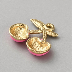 亜鉛合金チャーム  エナメル  ライトゴールド  チェリー  17x18.5x3.5mm  穴：1.4mm&nbsp;FIND-WH20026-052C