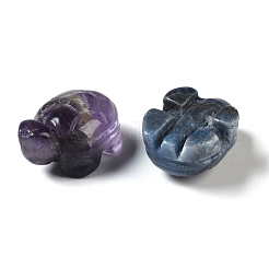 天然混合宝石彫刻亀の置物  自宅オフィスデスクトップ風水装飾  29.5x19.5~21x15mm&nbsp;DJEW-M015-13