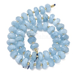 天然石アクアマリンビーズ連売り  ロンデル  多面カット  シードビーズで  9~10x5~5.5mm  穴：1mm  約52個/連  14.96インチ（38cm）&nbsp;G-L642-J03-03