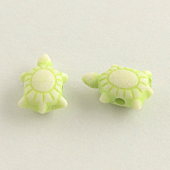 クラフトアクリルビーズ  カメ  ミックスカラー  11.5x8x5mm  穴：2mm  約2400個/500g&nbsp;MACR-Q157-M26
