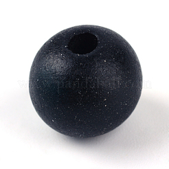 天然木のビーズ  無鉛の  ラウンド  染め  マットなスタイル  ブラック  12x10.5~11mm  穴：3~3.5mm&nbsp;X-WOOD-S659-19-LF