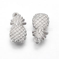 変色しにくい201ステンレススチールペンダント  パイナップル  ステンレス鋼色  16.5x8.5x3mm  穴：1.4mm&nbsp;STAS-O118-54P