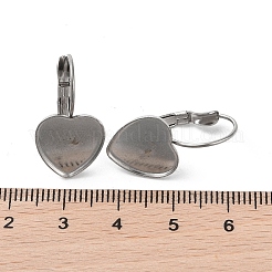 変色しない304ステンレススチールフープピアス金具  ハート  ステンレス鋼色  24x13mm  ピン：0.5mm&nbsp;STAS-K278-09P
