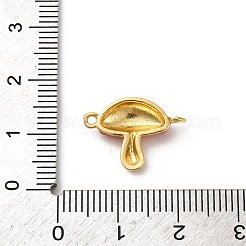 真鍮製エナメルコネクターチャーム  キノコのリンク  18KGP本金メッキ  ラックめっき  長持ちメッキ  カドミウムフリー＆鉛フリー  レッド  12.5x17x4mm  穴：1.2mm&nbsp;KK-I276-14G-02