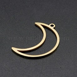 イオンプレーティング（IP）201ステンレスペンダント  ムーンチャーム  レーザー切断  18KGP本金メッキ  26x18x1mm  穴：1.6mm&nbsp;STAS-R111-LA137