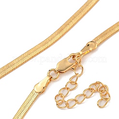 女性用真鍮フラットスネークチェーンネックレス  18KGP本金メッキ  17.91インチ（45.5cm）&nbsp;NJEW-U011-14G