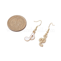 女性用合金とエナメルのダングルイヤリング  音符  ゴールドカラー  35x12mm&nbsp;EJEW-JE06019