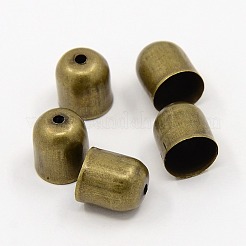 アイアン製コードエンドパーツ  エンドキャップ  鐘  アンティークブロンズ  9x8mm  7mm内径  穴：1.5mm&nbsp;IFIN-D002-9x8mm-AB