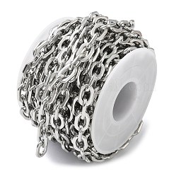 304ステンレススチールアズキチェーン  溶接されていない  スプールで  ステンレス鋼色  10.5x7x2mm&nbsp;CHS-G043-03P