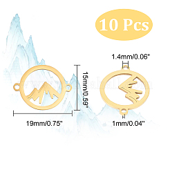 201ステンレススチールコネクタチャーム10個  レーザー切断  リングは山とリンクします  ゴールドカラー  15x19x1mm  穴：1.4mm&nbsp;STAS-UN0064-71