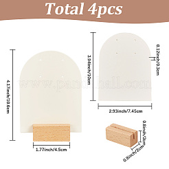 アーチ型アクリルカップルイヤリングディスプレイスタンド4袋  ウッドベースと  アンティークホワイト  10x7.45x0.3cm&nbsp;EDIS-SC0001-15A