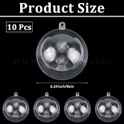 透明アクリルクリスマスボールペンダント10個  ラウンド  透明  90x80mm  穴：4mm  内径：77mm&nbsp;DIY-CP0013-38B