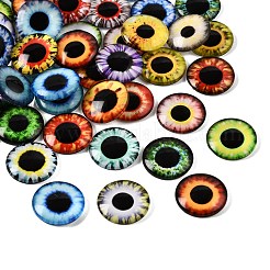 プリントされた透明ガラスカボション  アイ模様で半円形  ミックスカラー  20x5mm  約100個/袋&nbsp;GL-CBAA22A-09
