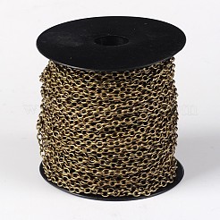 アイアン製アズキチェーン  溶接されていない  スプールで  鉛フリーとニッケルフリー  アンティークブロンズ  5x4x1mm  約164.04フィート（50m）/ロール&nbsp;CH-S047-AB-FF