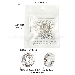 真鍮製ラインストーンスペーサービーズ  グレードA  ストレートフランジ  ロンデル  クリスタル  銀  6x3mm  穴：1mm&nbsp;RB-YW0001-04C-01S