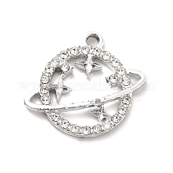 合金ラインストーンペンダント  プラチナトーンの惑星チャーム  クリスタル  20.5x23x3mm  穴：2.3mm&nbsp;ALRI-C007-31P