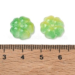 グラデーションカラーの透明ガラスビーズキャップ  5  - 花びらの花  ライムグリーン  13x4.5mm  穴：1.4mm&nbsp;GLAA-H025-03A