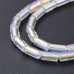 電気メッキガラスビーズセット  ABカラーメッキ  コラム  クリアAB  4.5~5x2.5mm  穴：0.8mm  約75個/連  14.17インチ（36cm）&nbsp;EGLA-K014-B-AB01