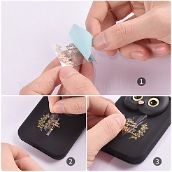 真鍮の粘着性の絵のステッカー  電話ケースの装飾用の金属デカール  挨拶  言葉  50x75x0.1mm  ステッカー：2~8x2~21mm&nbsp;LS-DIY-C059-01B