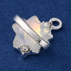 ラックメッキ合金キュービックジルコニアペンダント  樹脂と  スター  ホワイト  15x13x6mm  穴：1.8mm&nbsp;FIND-Q116-03S-01