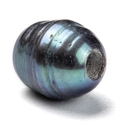 大穴パールビーズ  天然養殖淡水真珠ルースビーズ  染め  ライス  ブラック  7~10x7~8mm  穴：1.8mm&nbsp;PEAR-R064-03