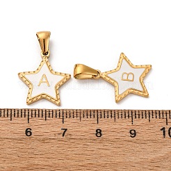 304ステンレススチールエナメルペンダント  文字付き星  ゴールドカラー  17.5x15.5x1.5mm  穴：3x5.3mm&nbsp;STAS-I353-04G