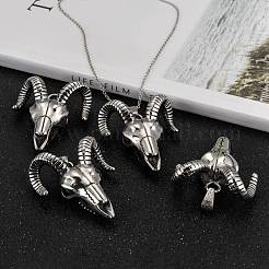 牛の頭蓋骨 304 ステンレススチール 大きなペンダント  アンティークシルバー  51x42x15mm  穴：9.5x5mm&nbsp;STAS-M206-100AS