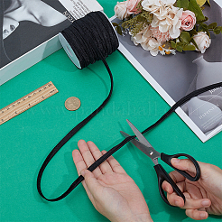 ポリエステルリボン1束  服装アクセサリー  ブラック  1/4インチ（8mm）  約33ヤード/バンドル&nbsp;OCOR-BC0008-76A