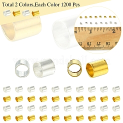 1200 個 2 色真鍮つぶし玉  チューブ  ゴールデン＆シルバー  2x2x0.15mm  穴：1.5mm  約600PCS /カラー&nbsp;KK-FS0001-37