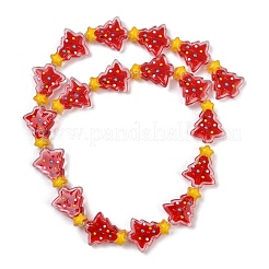 透明なガラスエナメルビーズ  クリスマスツリー  レッド  18x15x7mm  穴：1.2mm&nbsp;LAMP-S070-05C